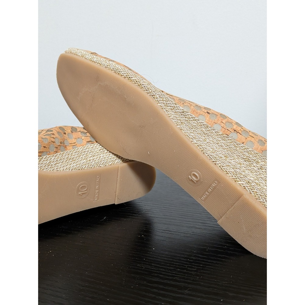 Sesto Meucci Womens Cork Perforated Wedge Pumps Tan Gold Made in Italy Size 10 W - Picture 12 of 14